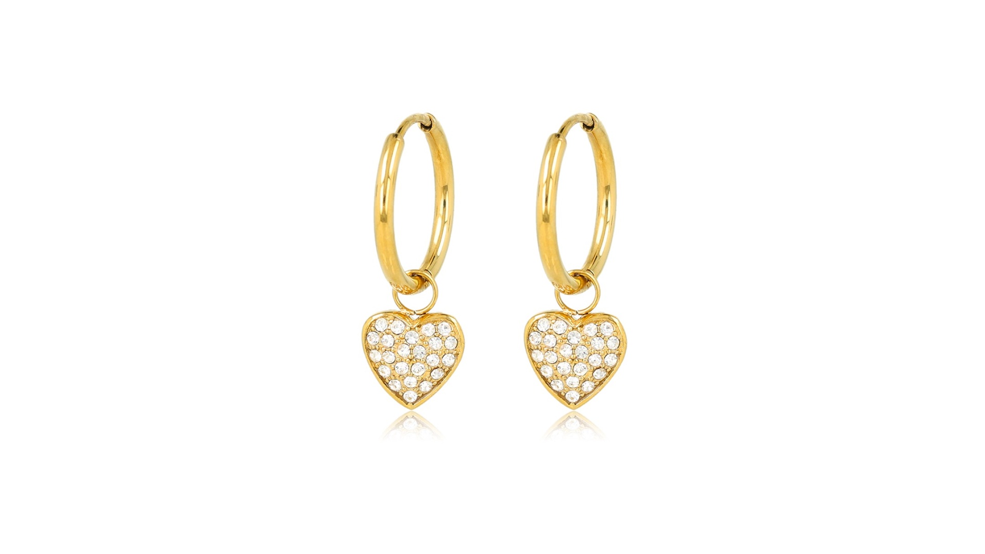 My Bendel gouden oorringen met hanger hart zirkonia stainless steel