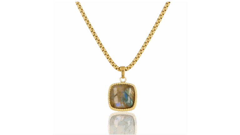 My Bendel gouden ketting met hanger Labradorite stainless steel