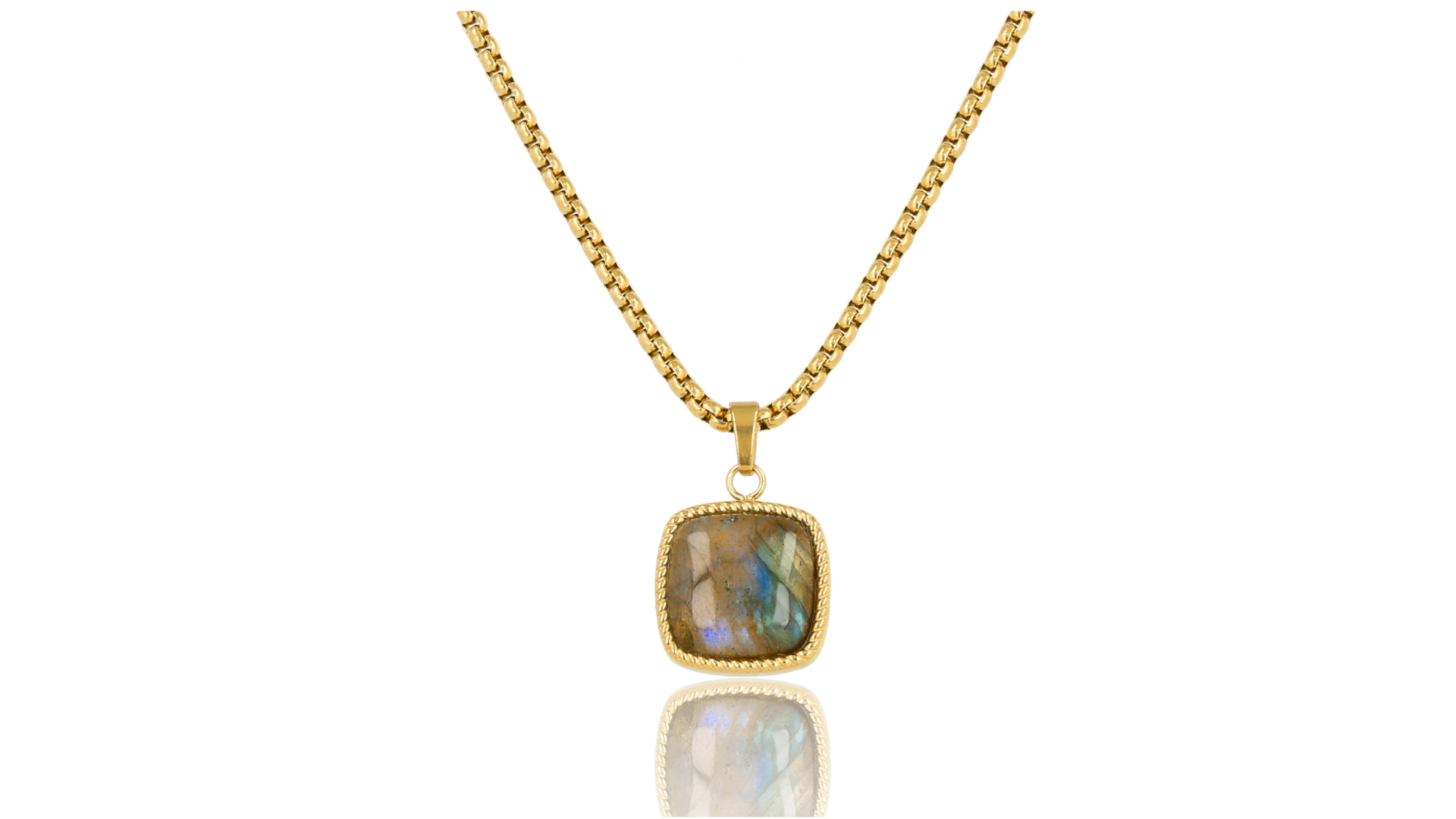 My Bendel gouden ketting met hanger Labradorite stainless steel