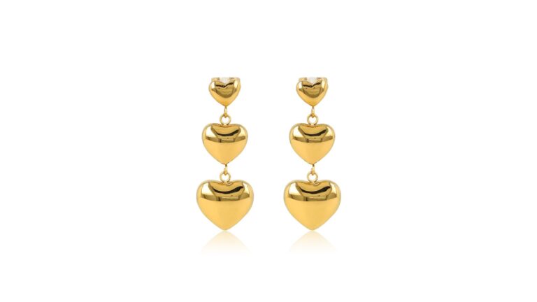 My Bendel gouden harten oorsteker stainless steel