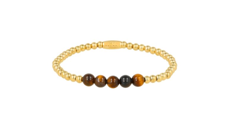 My Bendel elastische armband kralen Tiger Eye