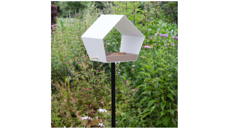 Big Diamond bird feeder with pole – white / sand