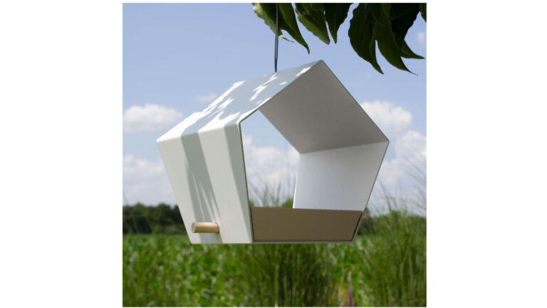 Small Diamond hanging bird feeder – white / sand