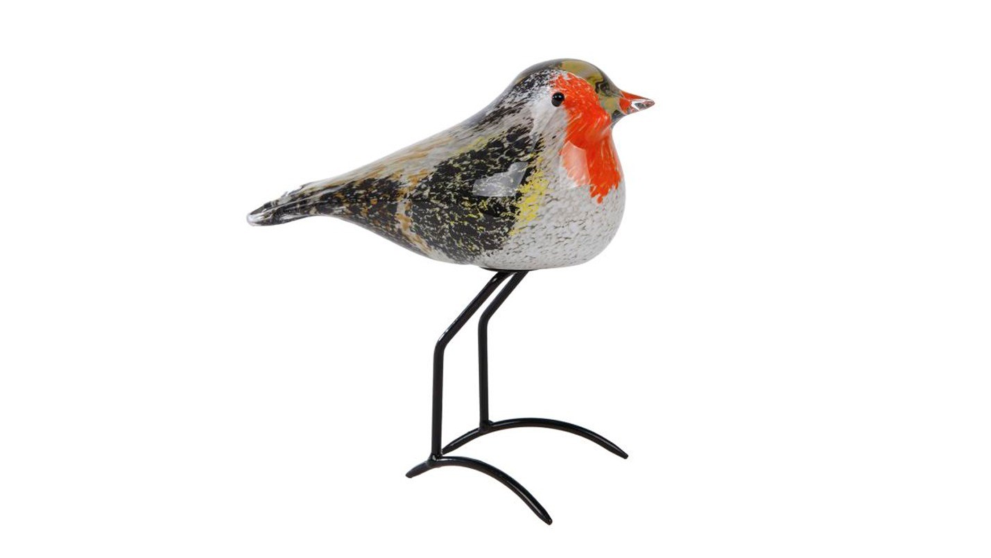 “Roodborstje” Sculptuur vogel van glas