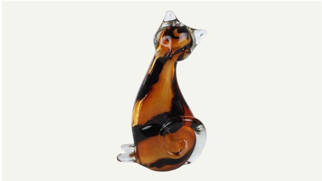 “Kat Amber” Sculptuur kat van glas