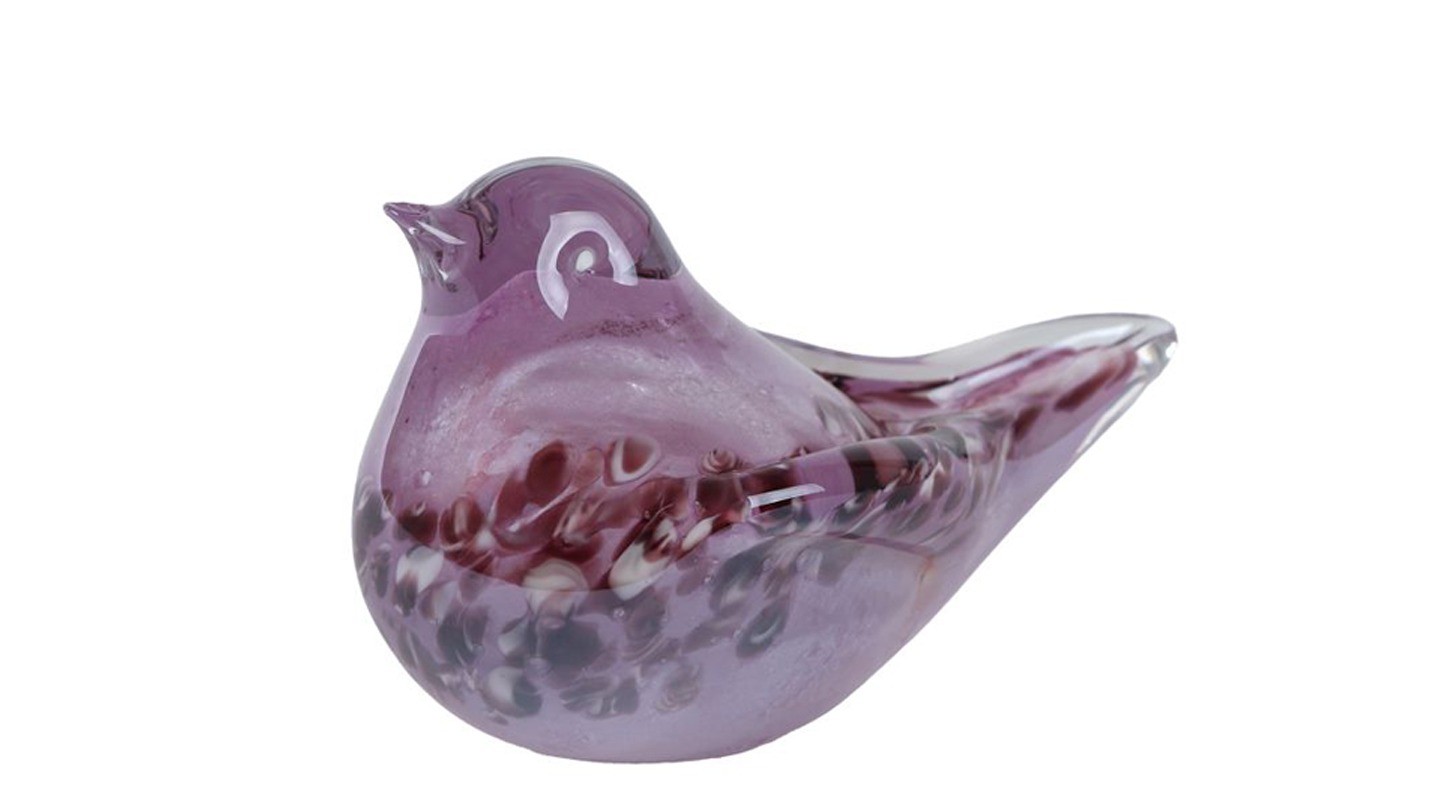 “Bird paars” Sculptuur vogel van glas