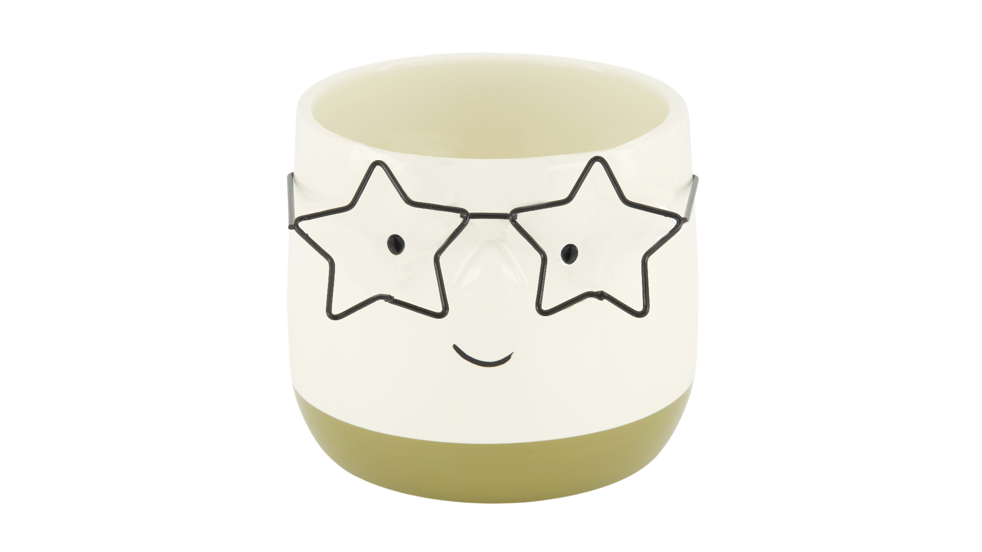 Planter face with glasses ceramic 11.8×11.8×10.5cm