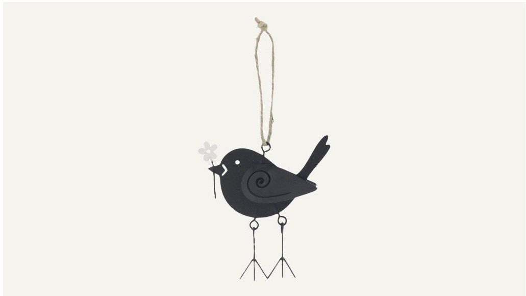 “Vogel met bloem” Metaal vogel