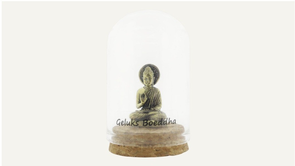 “Bronze geluks boeddha” in stolpje