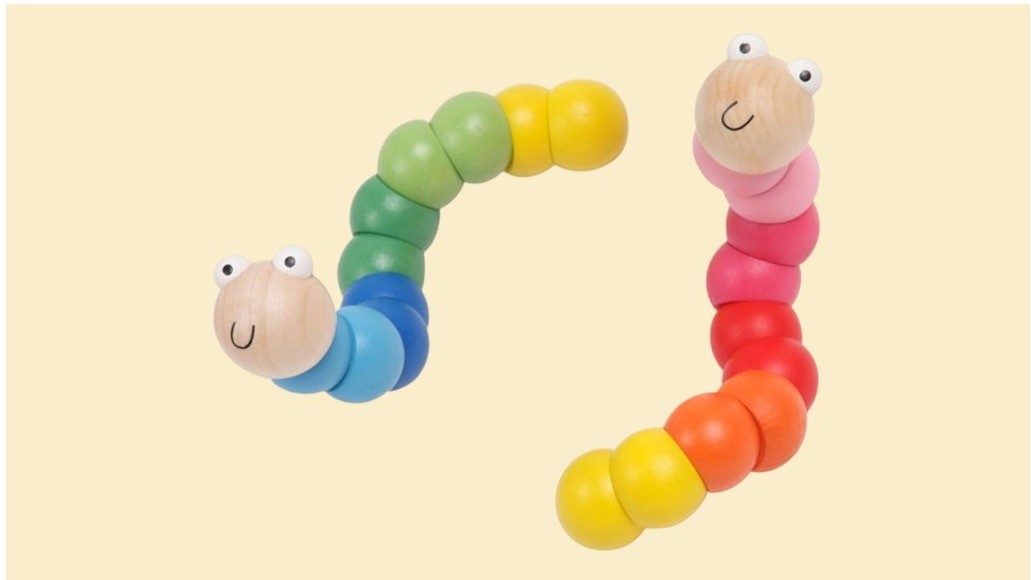 “Motoriek Worm/Rups” Houten speelgoed