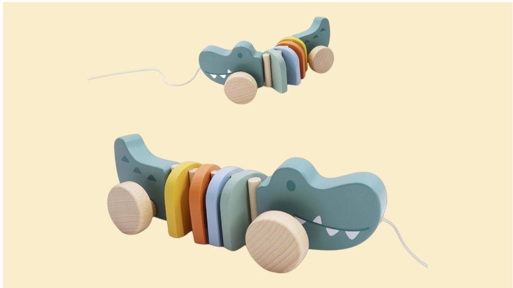 “Krokodil” Houten trekfiguur