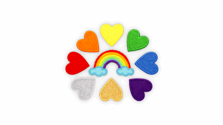 Badge set hearts + rainbow