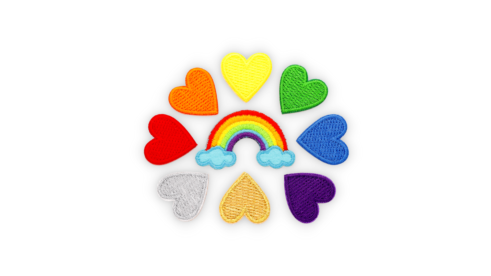 Badge set hearts + rainbow