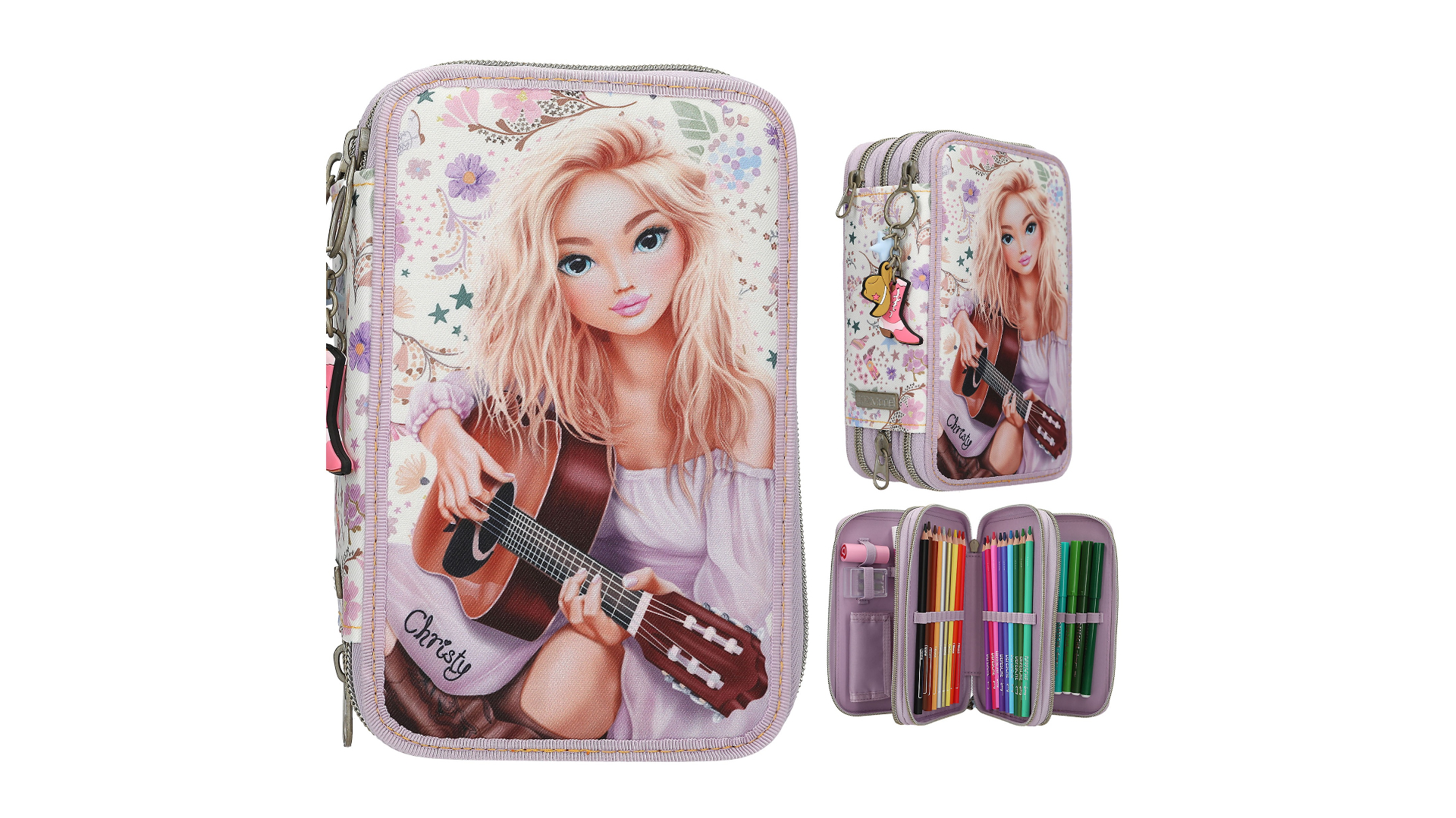 TOPModel Triple pencil case, filled