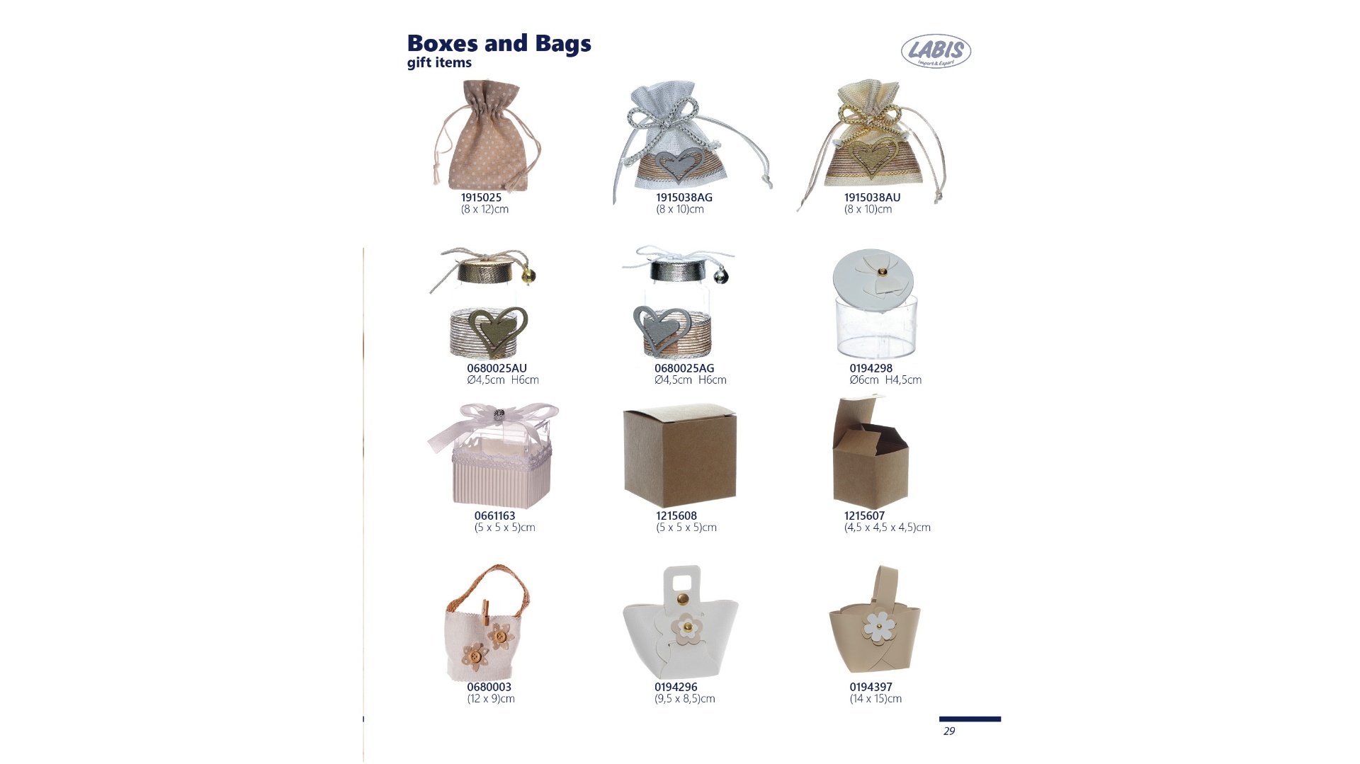 Boxes and Bags (gift items)