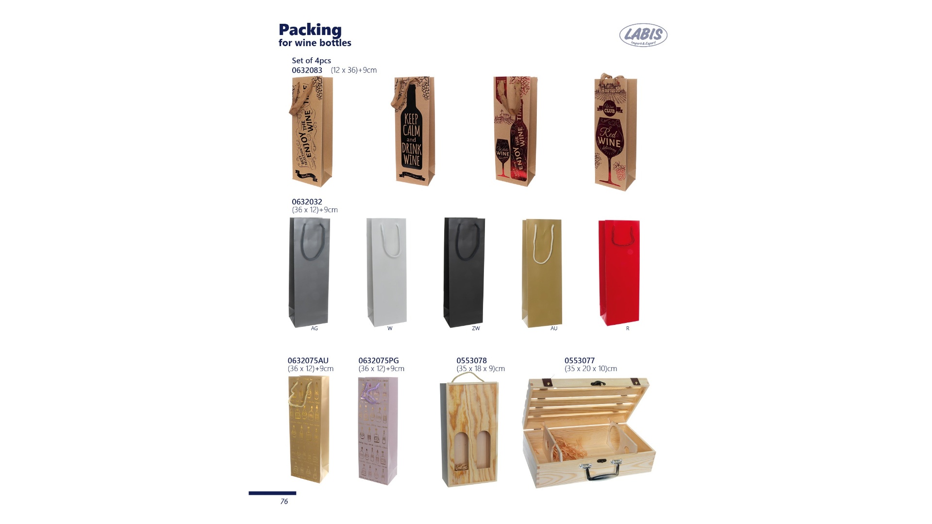 Packing for wine bottles