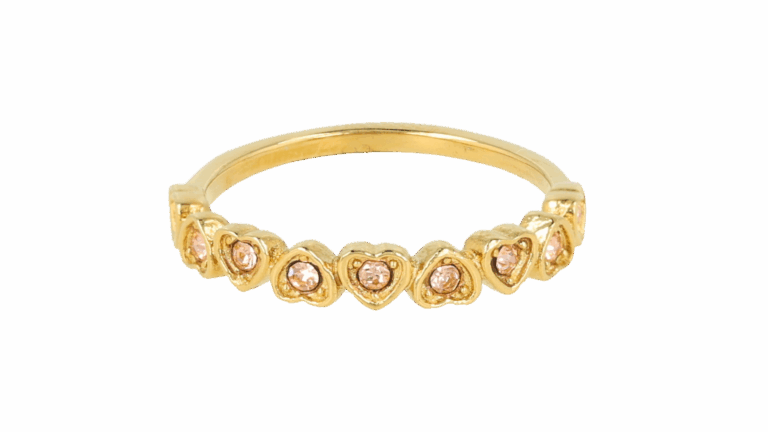 MB3791 Ring met Champagne glassteen hartjes