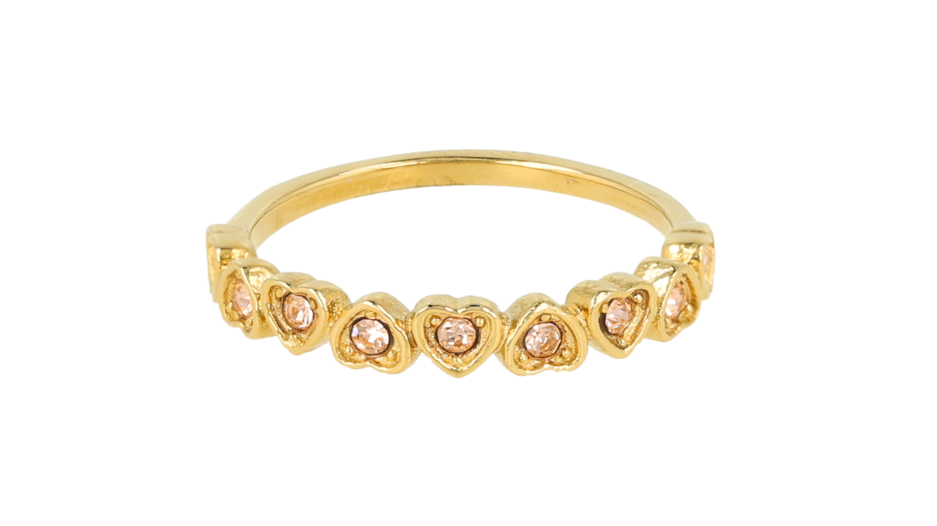 MB3791 Ring met Champagne glassteen hartjes