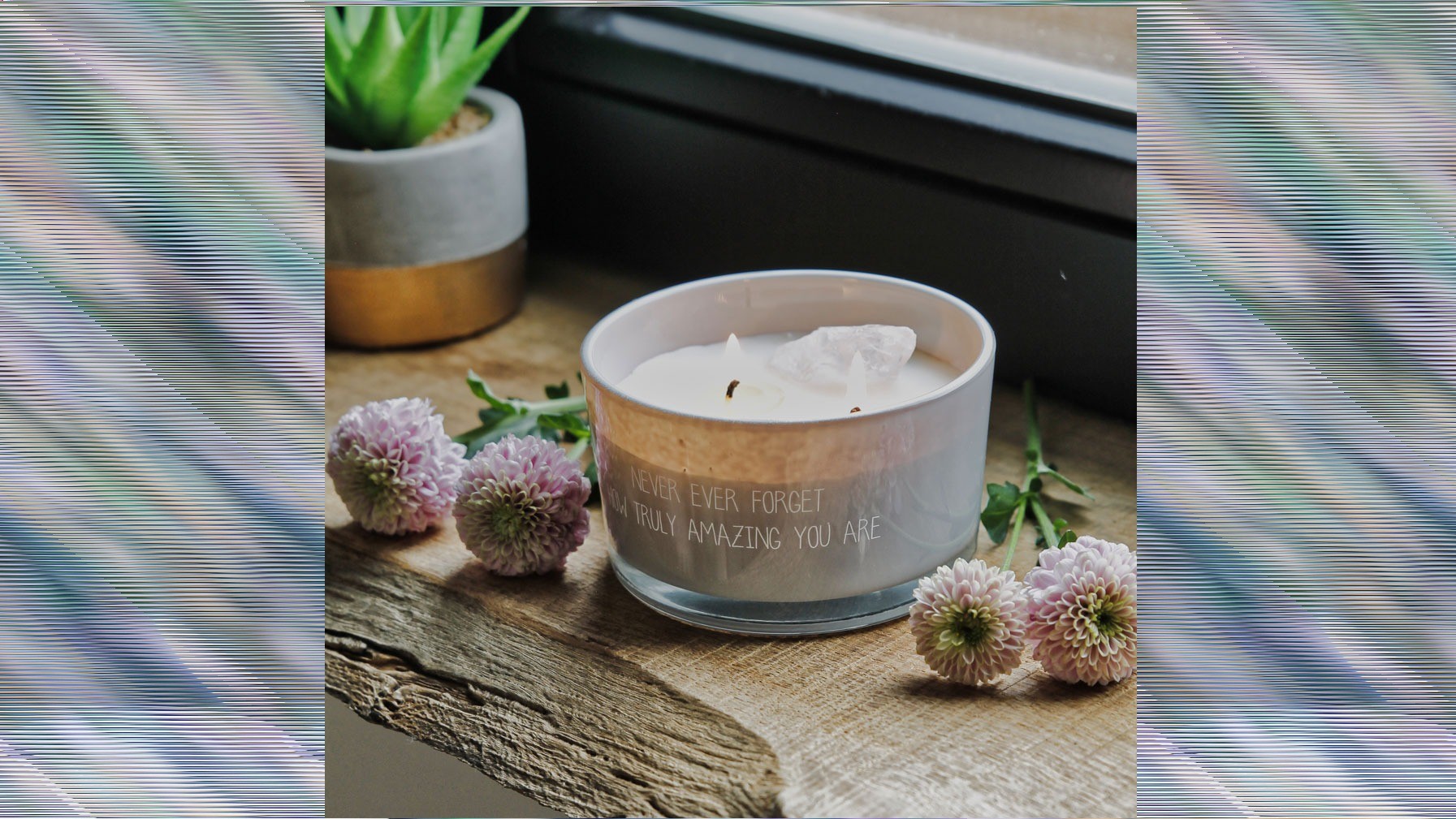 Candles with crystal rock