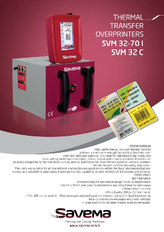 SAVEMA THERMAL TRANSFERS SVM 32*70I – SVM32C