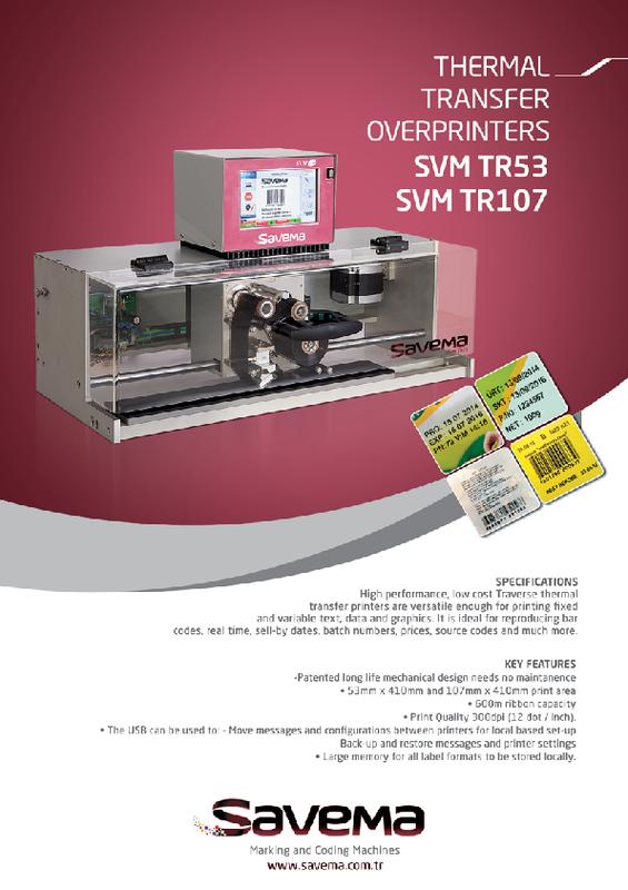 SAVEMA THERMAL TRANSFER  TRAVERSE SVM TR32 – SVM TR53 –  SVM TR107