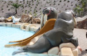 Waterglijbaan met (dier) figuur