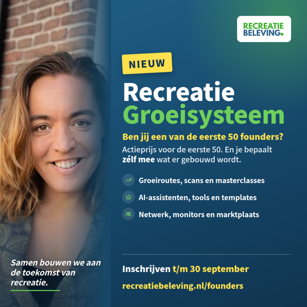 Promotie voor Recreatie Groeisysteem met lachende vrouw