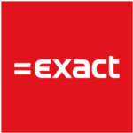 Wit Exact-logo op rode achtergrond
