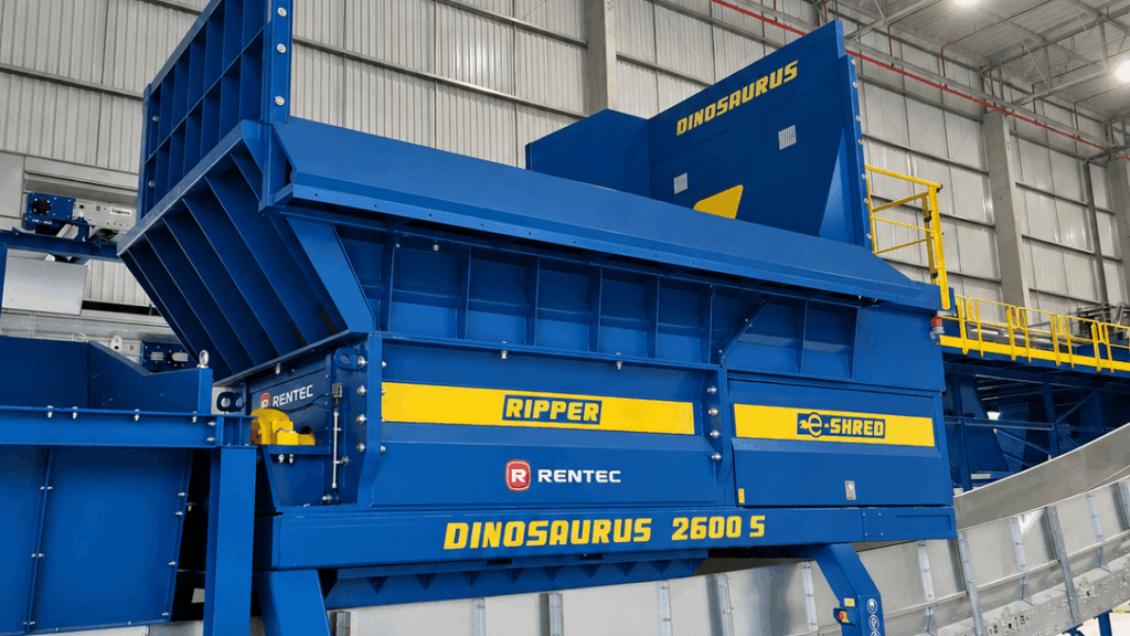Blauwe Rentec Dinosaur 2600 S industri&euml;le shredder