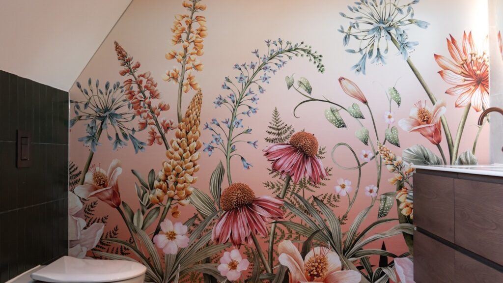 Bodacious Blooms Blush Wall Mural By Avala Design