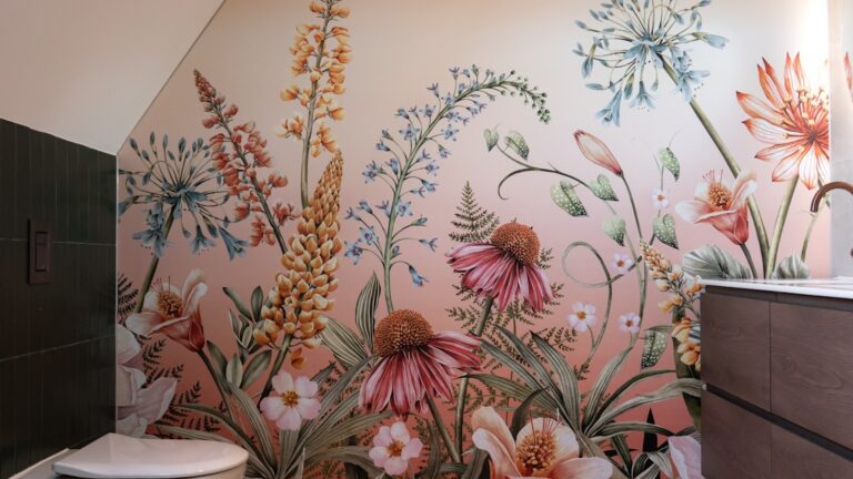 Bodacious Blooms Blush Wall Mural By Avala Design