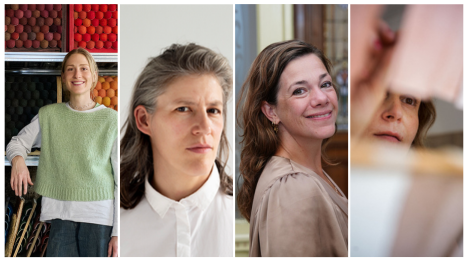 Vier vrouwen in verschillende portretten en settings