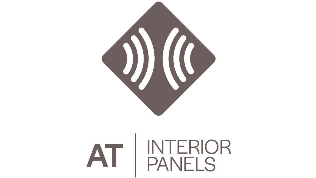 Logo van AT Interior Panels met akoestisch symbool