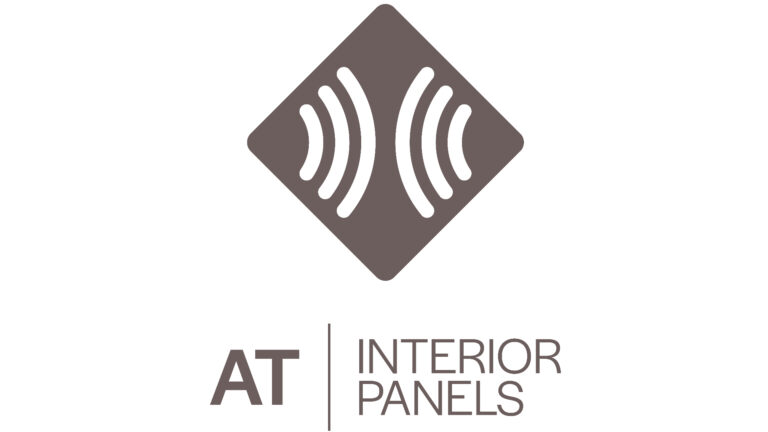 Logo van AT Interior Panels met akoestisch symbool