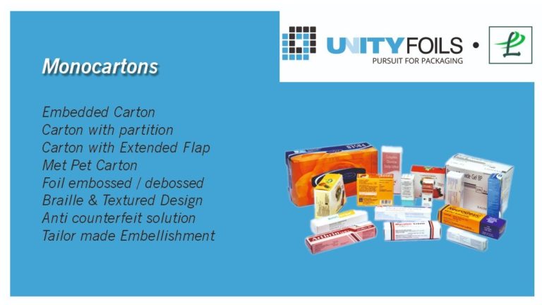 Mono Cartons for Pharmaceutical packaging
