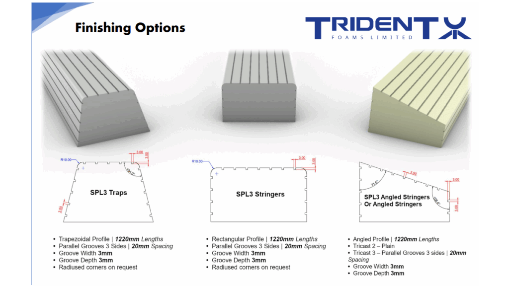 Trident Foams Finishing Options