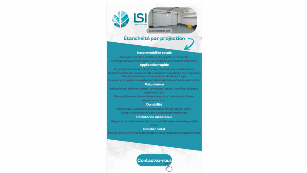 Étanchéité par projection