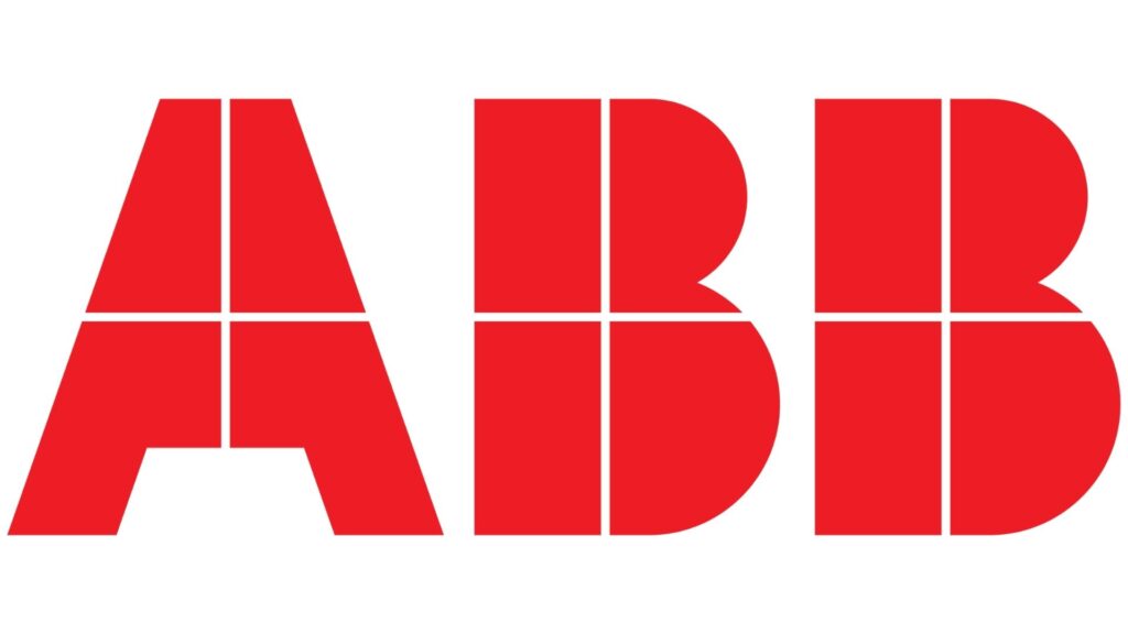 Rood ABB-logo op witte achtergrond