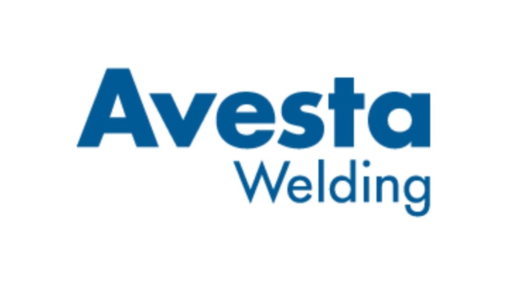Blauw Avesta Welding-logo op witte achtergrond