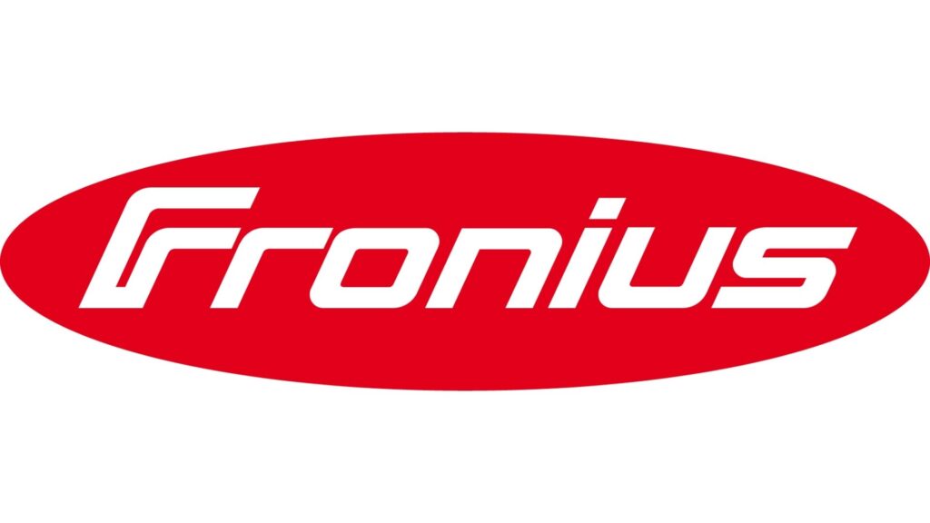 Rood Fronius-logo met witte letters