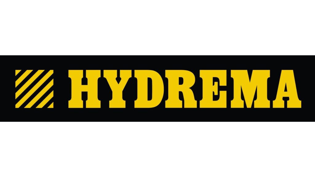 Geel HYDREMA-logo op zwarte achtergrond