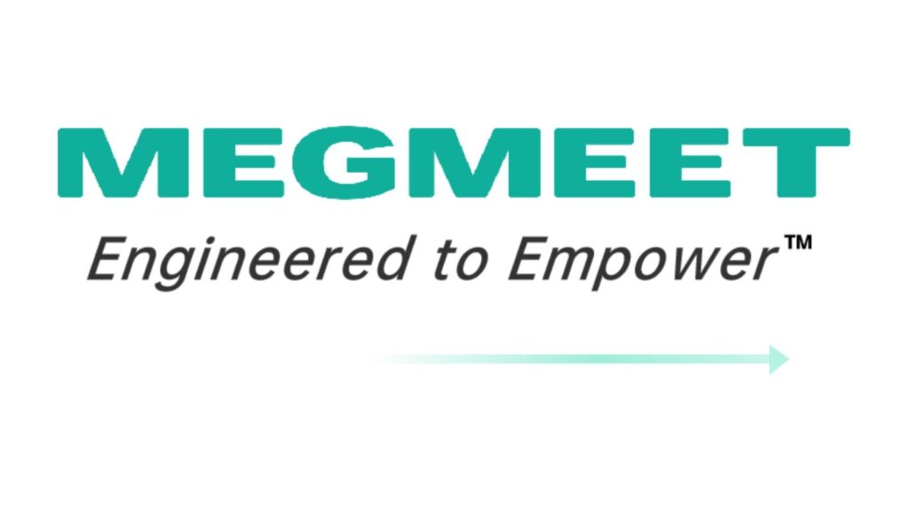 Megmeet-logo met slogan en turquoise pijl