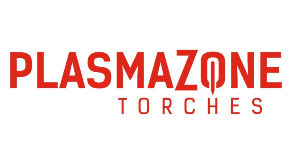 Rood Plasmazone Torches-logo op witte achtergrond