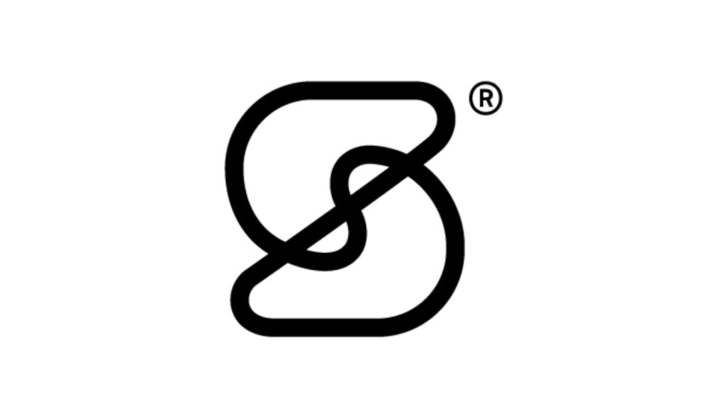 Zwart abstract logo met ineengestrengelde lussen