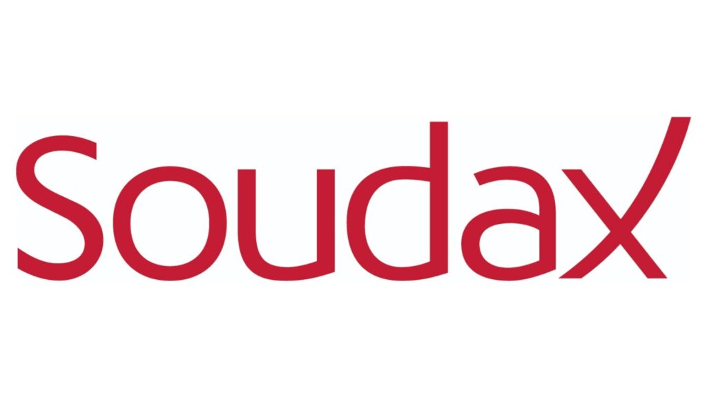 Rood Soudax-logo op witte achtergrond