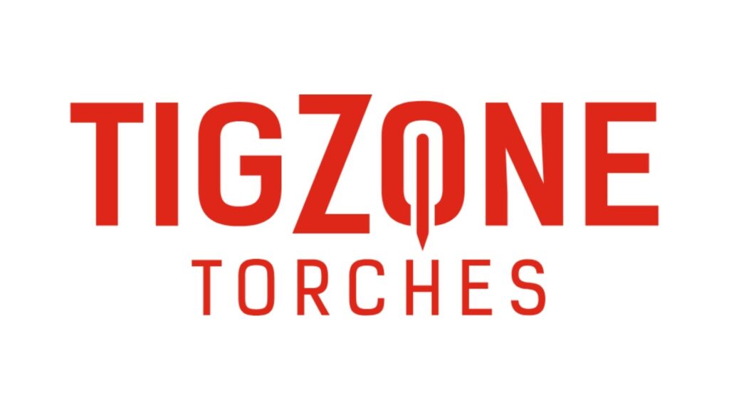 Rood Tigzone Torches-logo op witte achtergrond