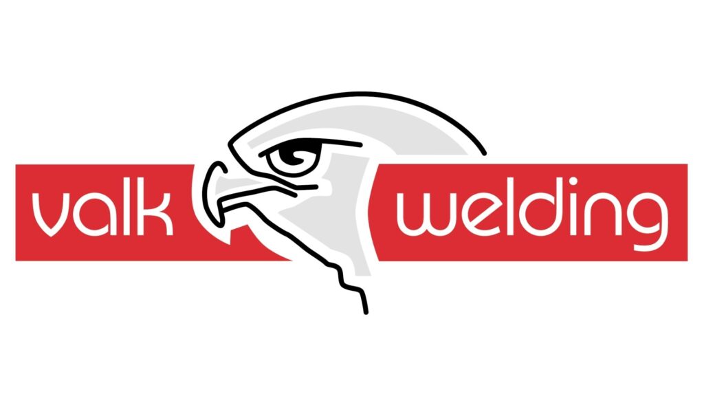 Valk Welding-logo met gestileerde valkenkop