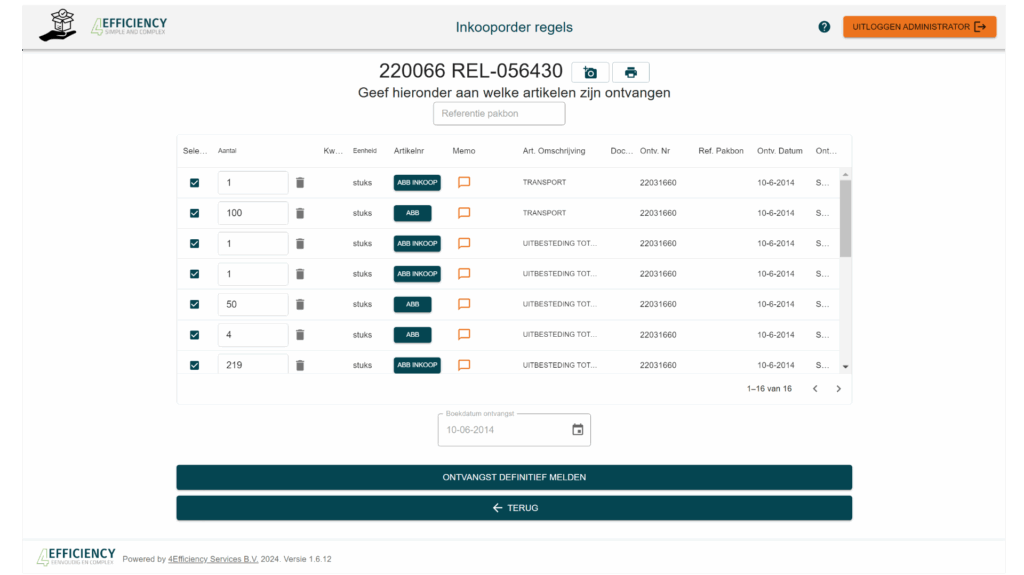 Simpel goederen ontvangen met de app van 4EF!