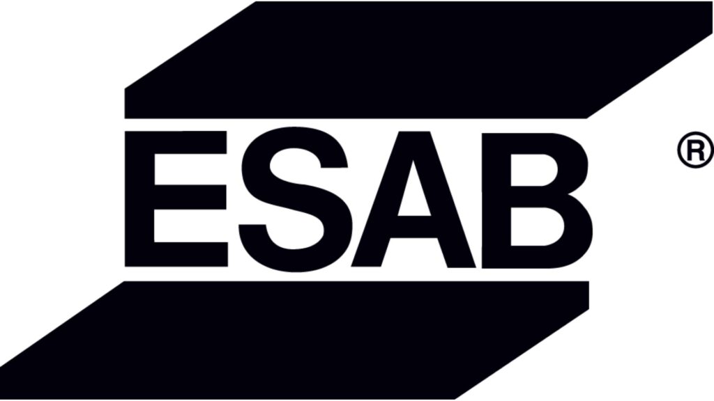 Zwart ESAB-logo op witte achtergrond
