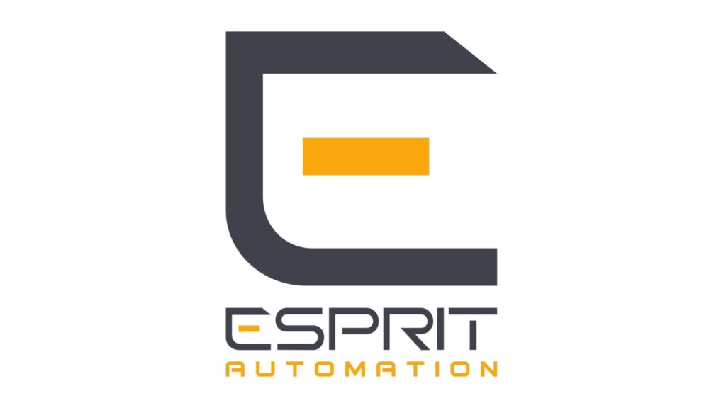 Logo van Esprit Automation in donkergrijs en oranje